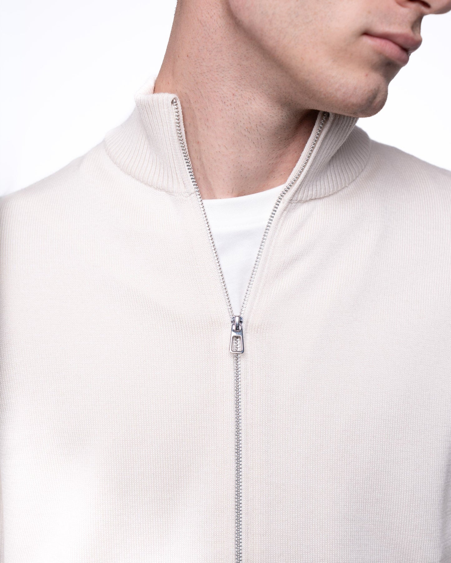 Sweter Rozpinany Merino & Kaszmir - Ecru Splot Warkoczowy