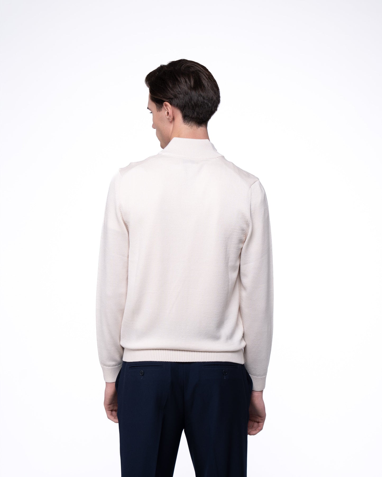 Sweter Rozpinany Merino & Kaszmir - Ecru Splot Warkoczowy