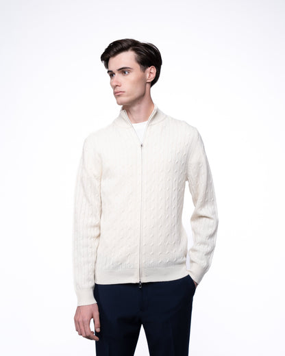 Sweter Rozpinany 100% Merino - Ecru Kardigan Premium