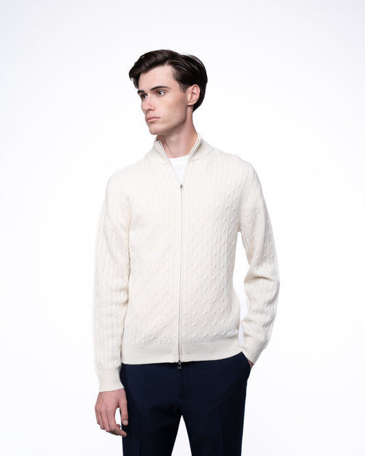 Sweter Rozpinany 100% Merino - Ecru Kardigan Premium