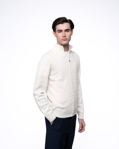Sweter Rozpinany 100% Merino - Ecru Kardigan Premium