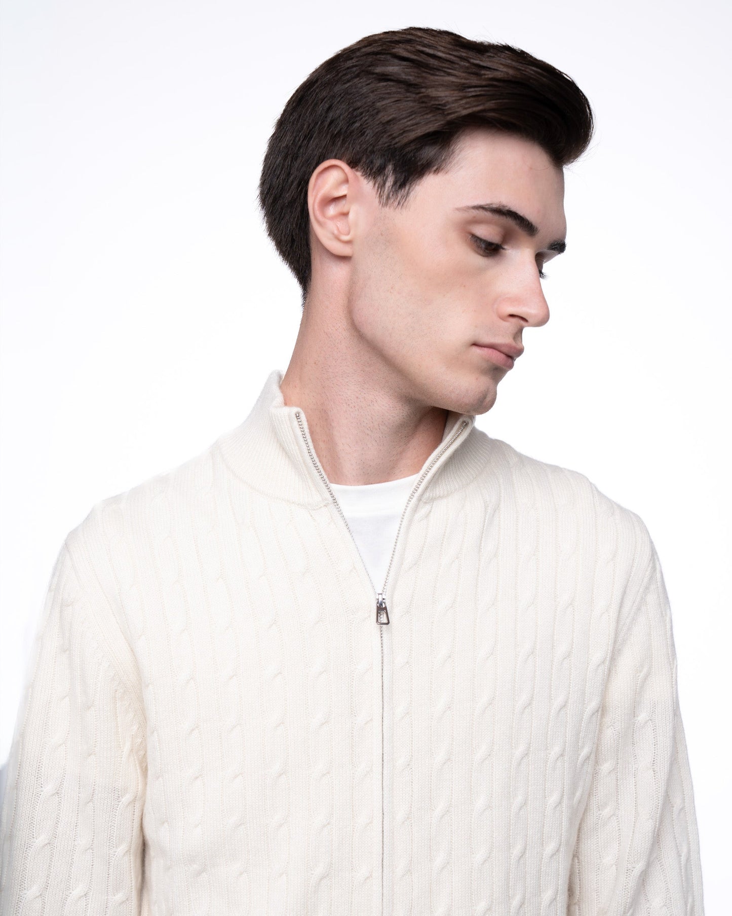 Sweter Rozpinany 100% Merino - Ecru Kardigan Premium