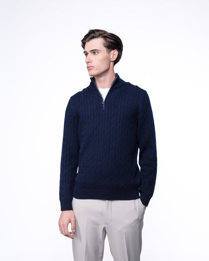 Sweter Rozpinany 100% Merino - Granatowy Kardigan Premium