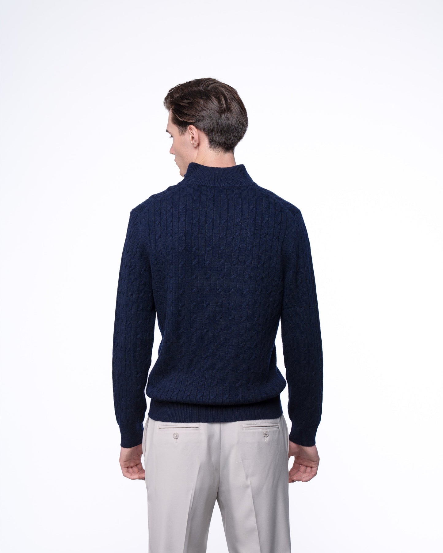 Sweter Rozpinany 100% Merino - Granatowy Kardigan Premium