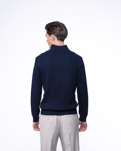 Sweter Rozpinany 100% Merino - Granatowy Kardigan Premium