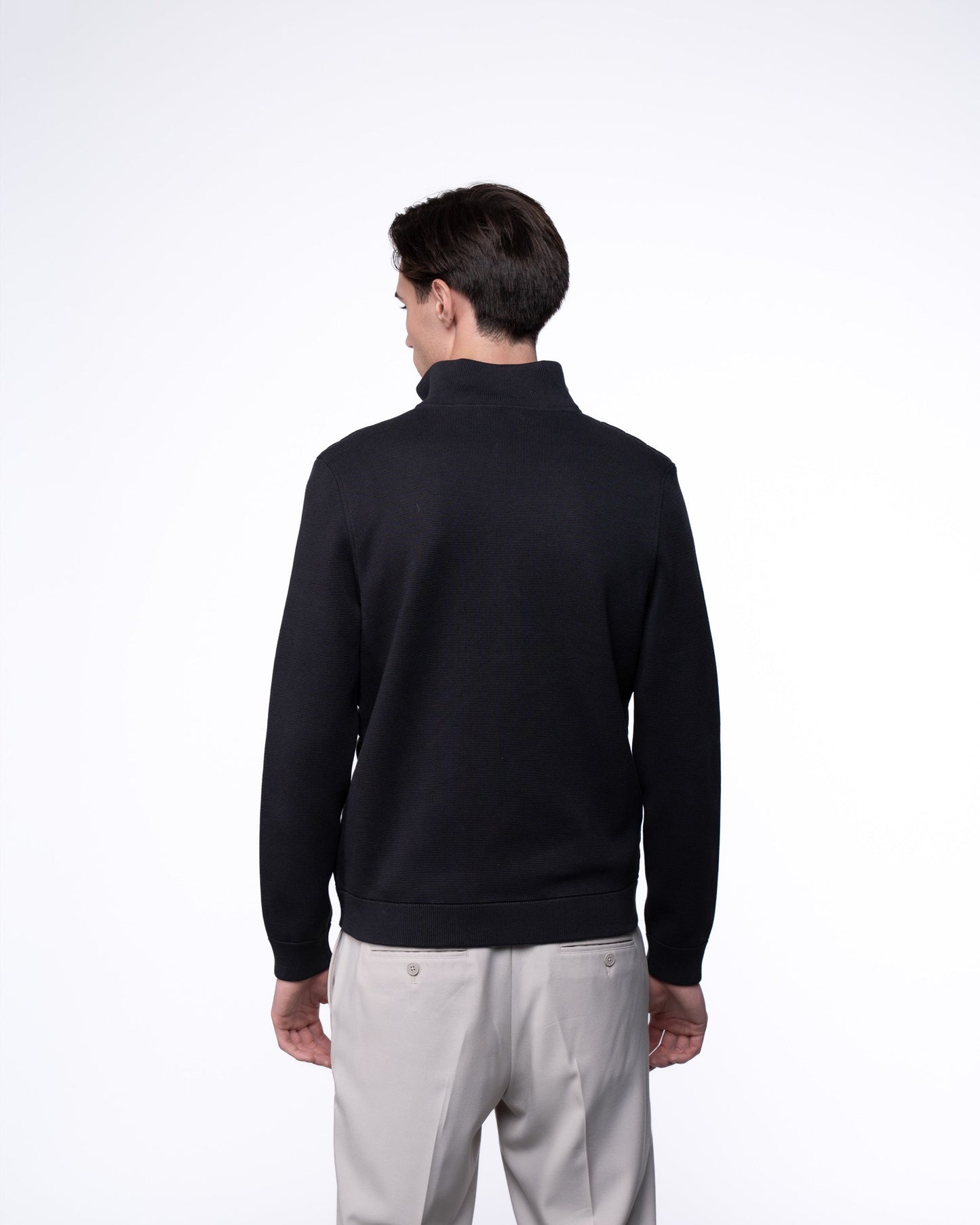 Kurtka Hybrydowa Męska Premium - Czarny Sweter Rozpinany Pikowany